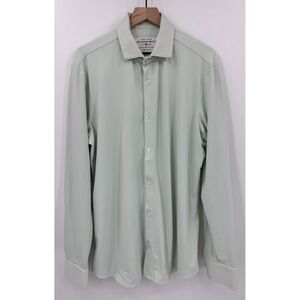 Mizzen+Main Shirt Mens XL Green‎ Geometric Trim Performance Button Up Made USA